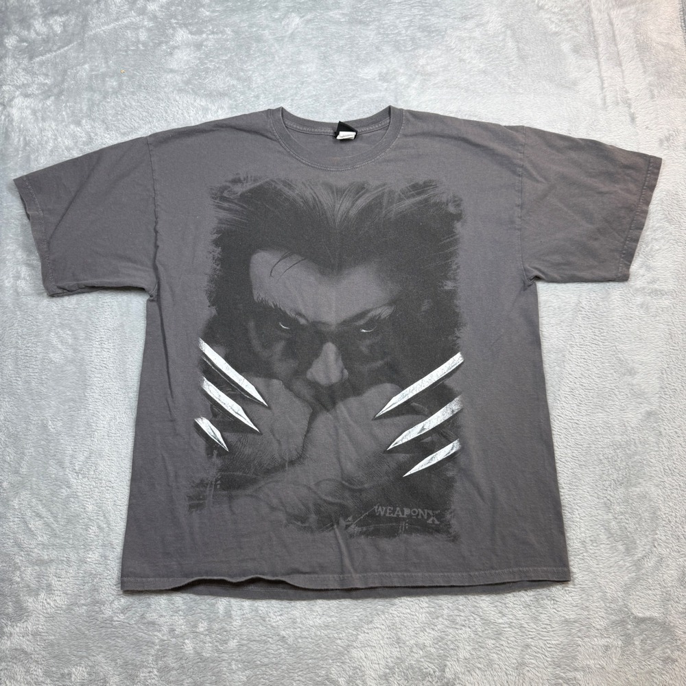Vintage Marvel Wolverine Weapon X T Shirt Mens XL Grey Faded Distressed Y2K